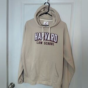 League Harvard Law School Tan/Burgundy/White Hoodie Sweatshirt, Large